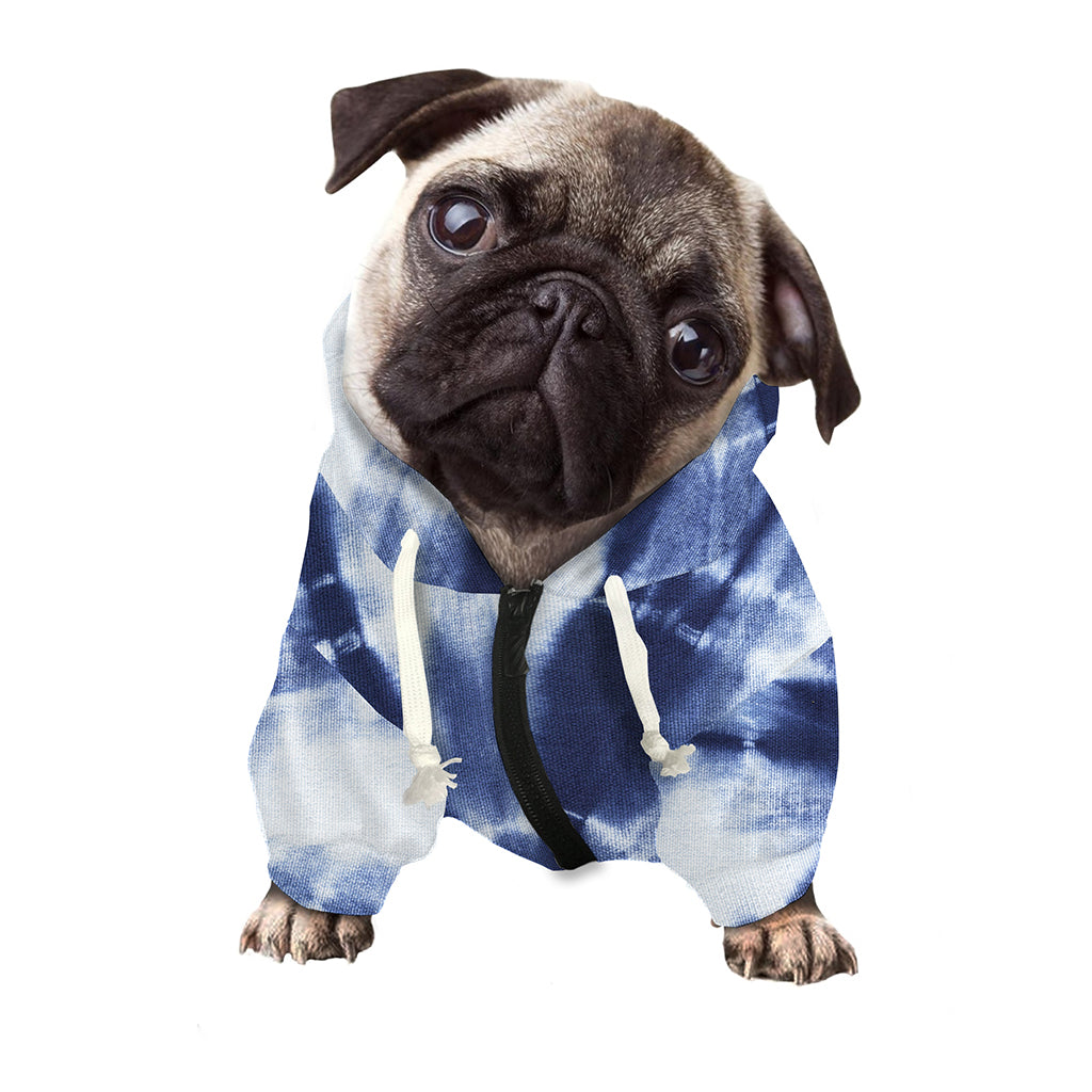 Tie Dye Shibori Print Dog Zip Up Hoodie
