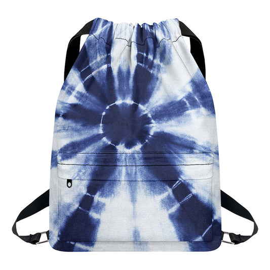 Tie Dye Shibori Print Drawstring Backpack