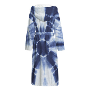 Tie Dye Shibori Print Hooded Bathrobe