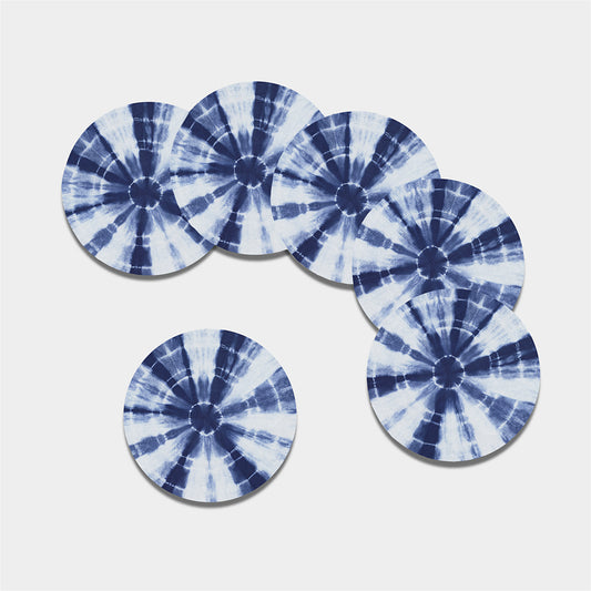 Tie Dye Shibori Print Leather Coaster Set