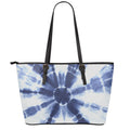 Tie Dye Shibori Print Leather Tote Bag With Zipper