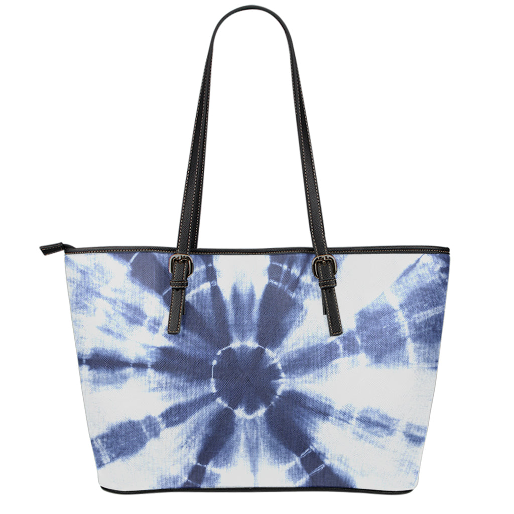 Tie Dye Shibori Print Leather Tote Bag