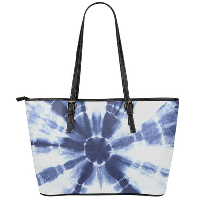 Tie Dye Shibori Print Leather Tote Bag