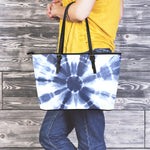 Tie Dye Shibori Print Leather Tote Bag