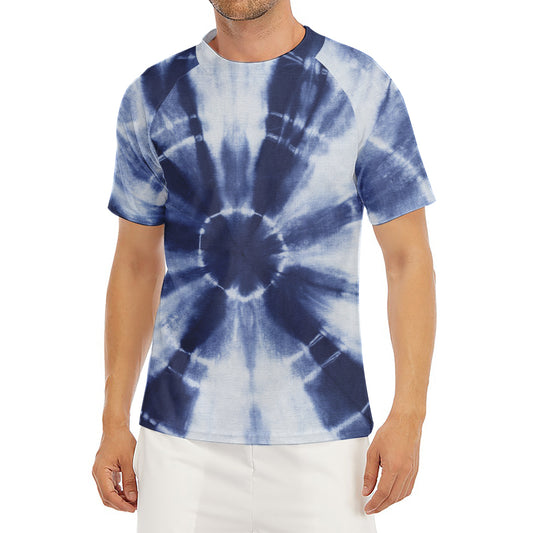 Tie Dye Shibori Print Men's Short Sleeve Rash Guard