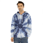 Tie Dye Shibori Print Men's Velvet Pullover Hoodie
