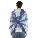 Tie Dye Shibori Print Men's Velvet Pullover Hoodie