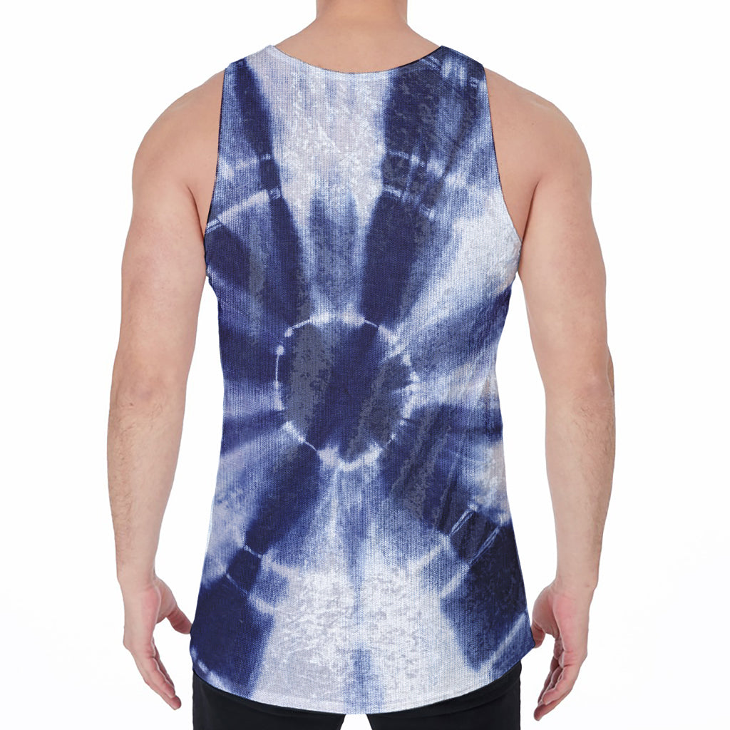 Tie Dye Shibori Print Men's Velvet Tank Top