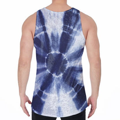 Tie Dye Shibori Print Men's Velvet Tank Top