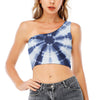 Tie Dye Shibori Print One Shoulder Crop Top