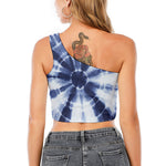 Tie Dye Shibori Print One Shoulder Crop Top