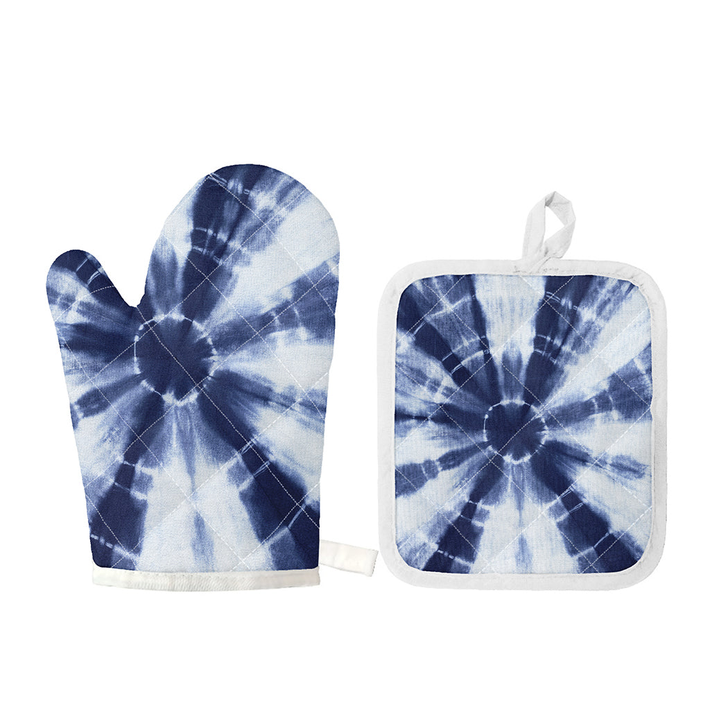 Tie Dye Shibori Print Oven Mitt And Pot Holder Set