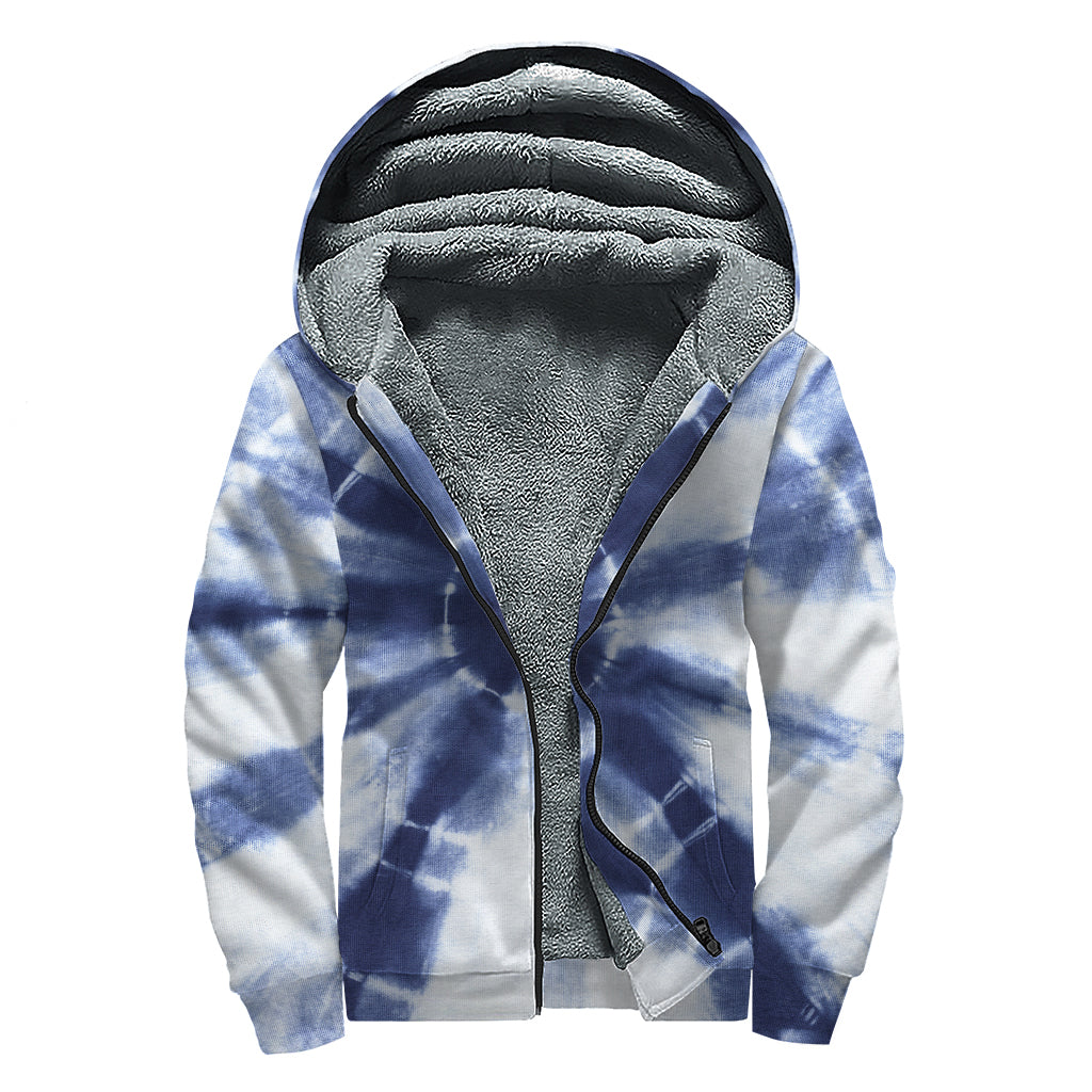 Tie Dye Shibori Print Sherpa Lined Zip Up Hoodie