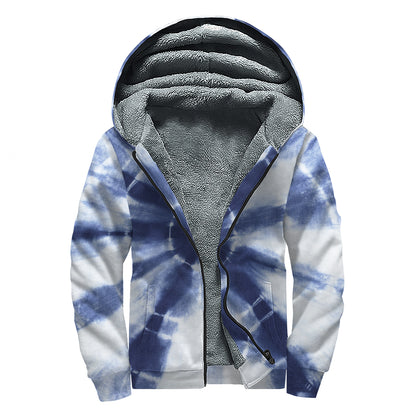 Tie Dye Shibori Print Sherpa Lined Zip Up Hoodie