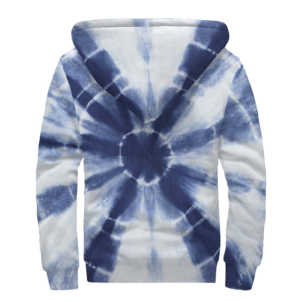 Tie Dye Shibori Print Sherpa Lined Zip Up Hoodie