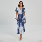 Tie Dye Shibori Print Short Sleeve Maxi Dress