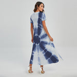 Tie Dye Shibori Print Short Sleeve Maxi Dress