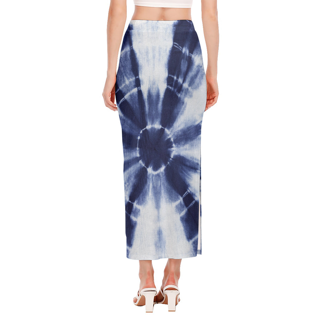 Tie Dye Shibori Print Side Slit Maxi Skirt