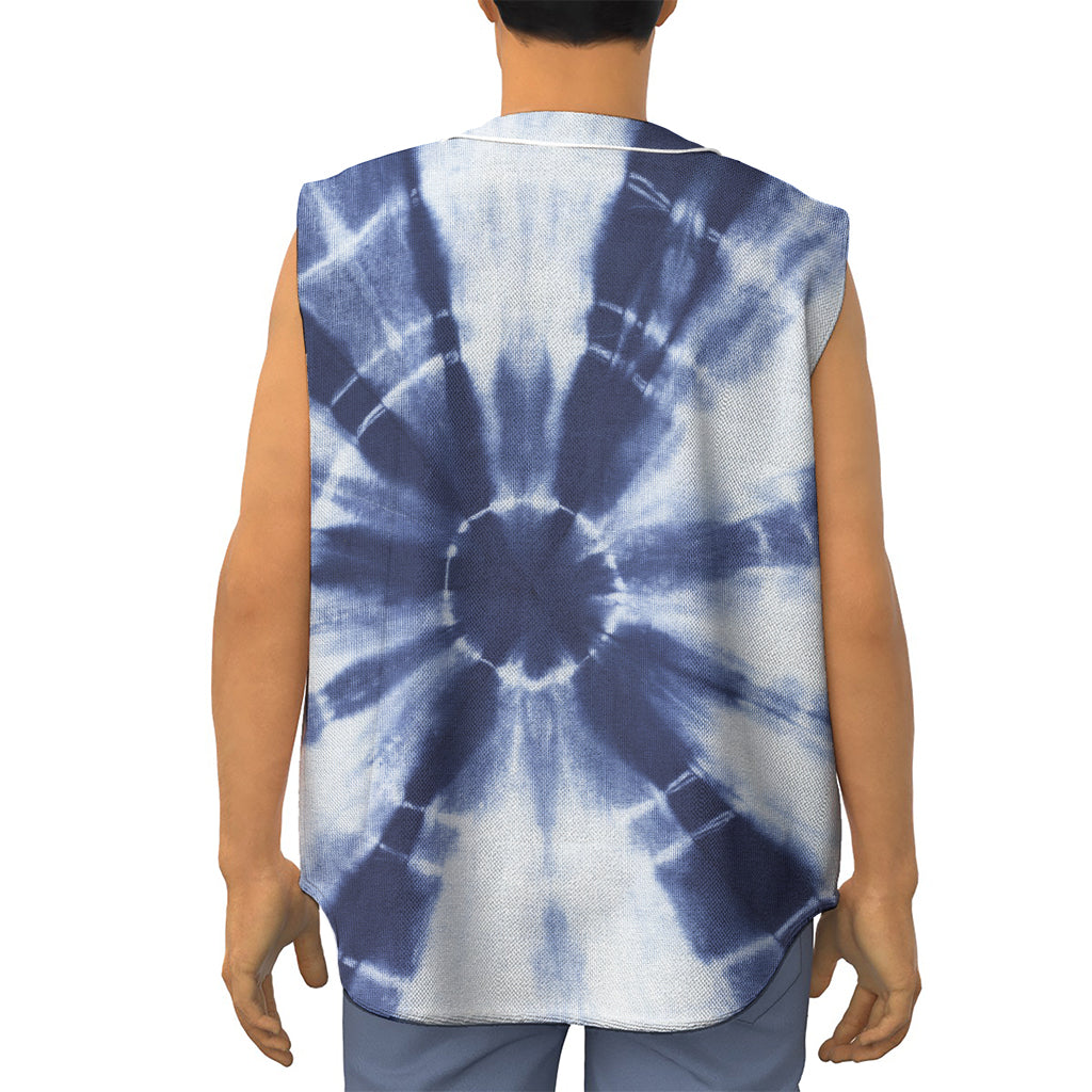 Tie Dye Shibori Print Sleeveless Baseball Jersey