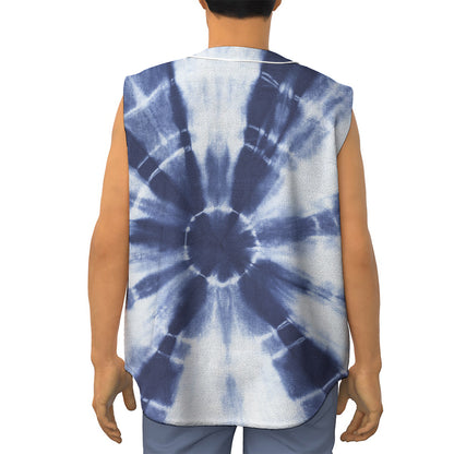 Tie Dye Shibori Print Sleeveless Baseball Jersey