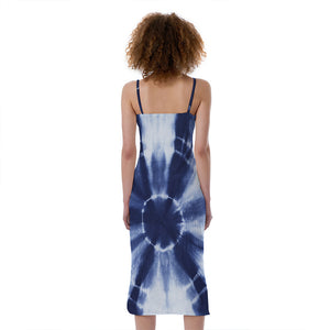 Tie Dye Shibori Print Slim Fit Midi Cami Dress