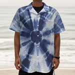 Tie Dye Shibori Print Textured Short Sleeve Shirt