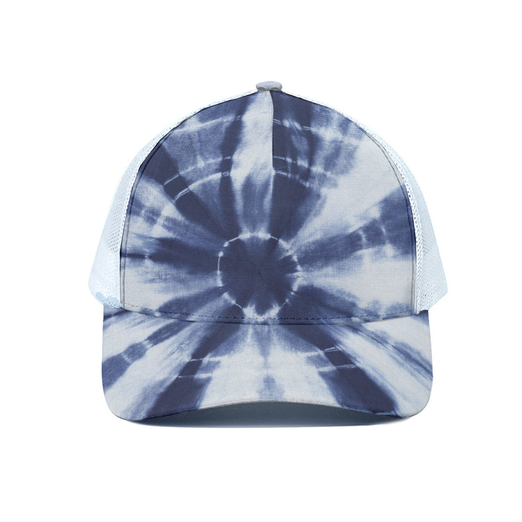 Tie Dye Shibori Print White Mesh Trucker Cap