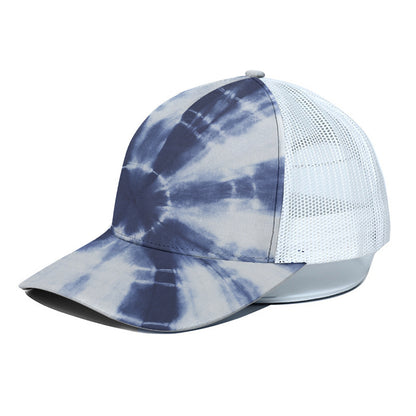 Tie Dye Shibori Print White Mesh Trucker Cap