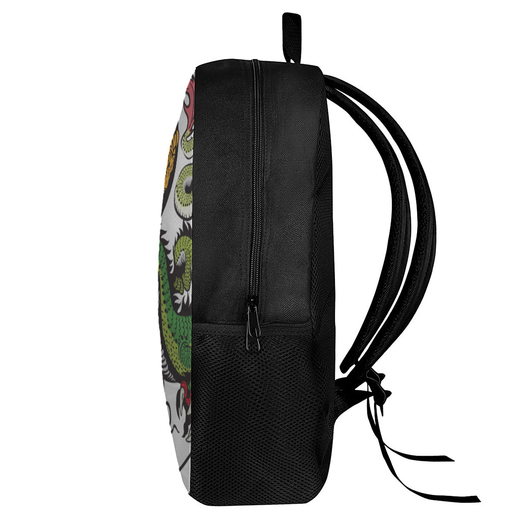 Tiger And Dragon Yin Yang Print 17 Inch Backpack