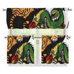 Tiger And Dragon Yin Yang Print 3 Piece Kitchen Curtains