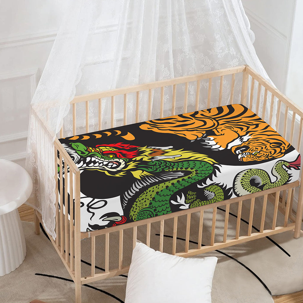 Tiger And Dragon Yin Yang Print Baby Crib Sheet