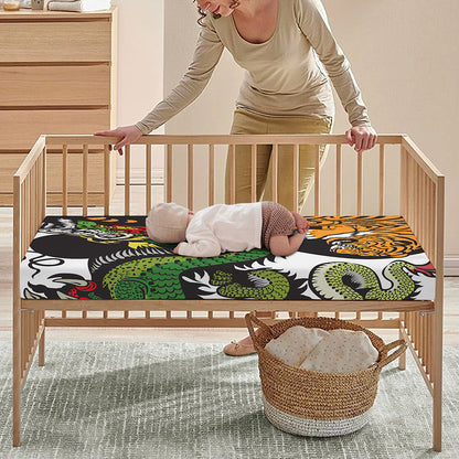 Tiger And Dragon Yin Yang Print Baby Crib Sheet