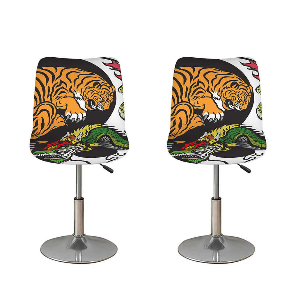 Tiger And Dragon Yin Yang Print Bar Stool Covers