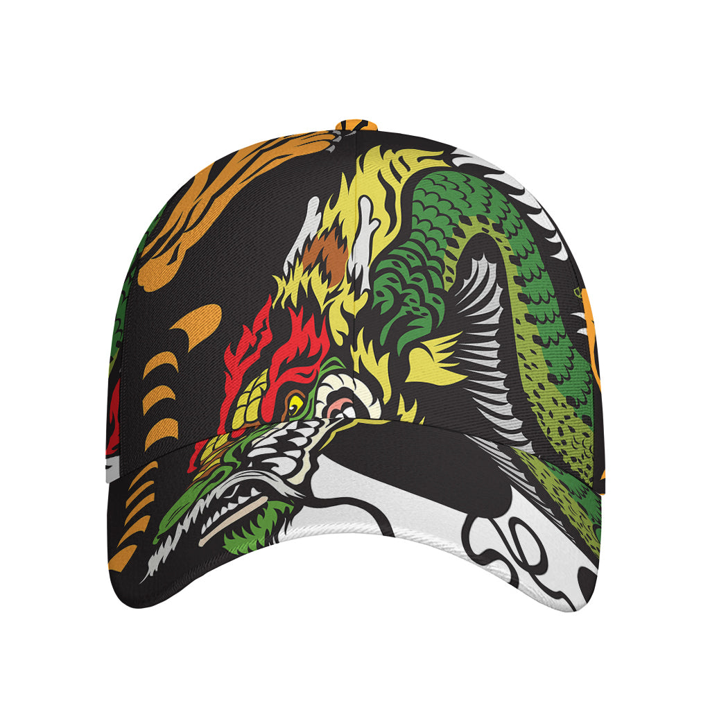 Tiger And Dragon Yin Yang Print Baseball Cap