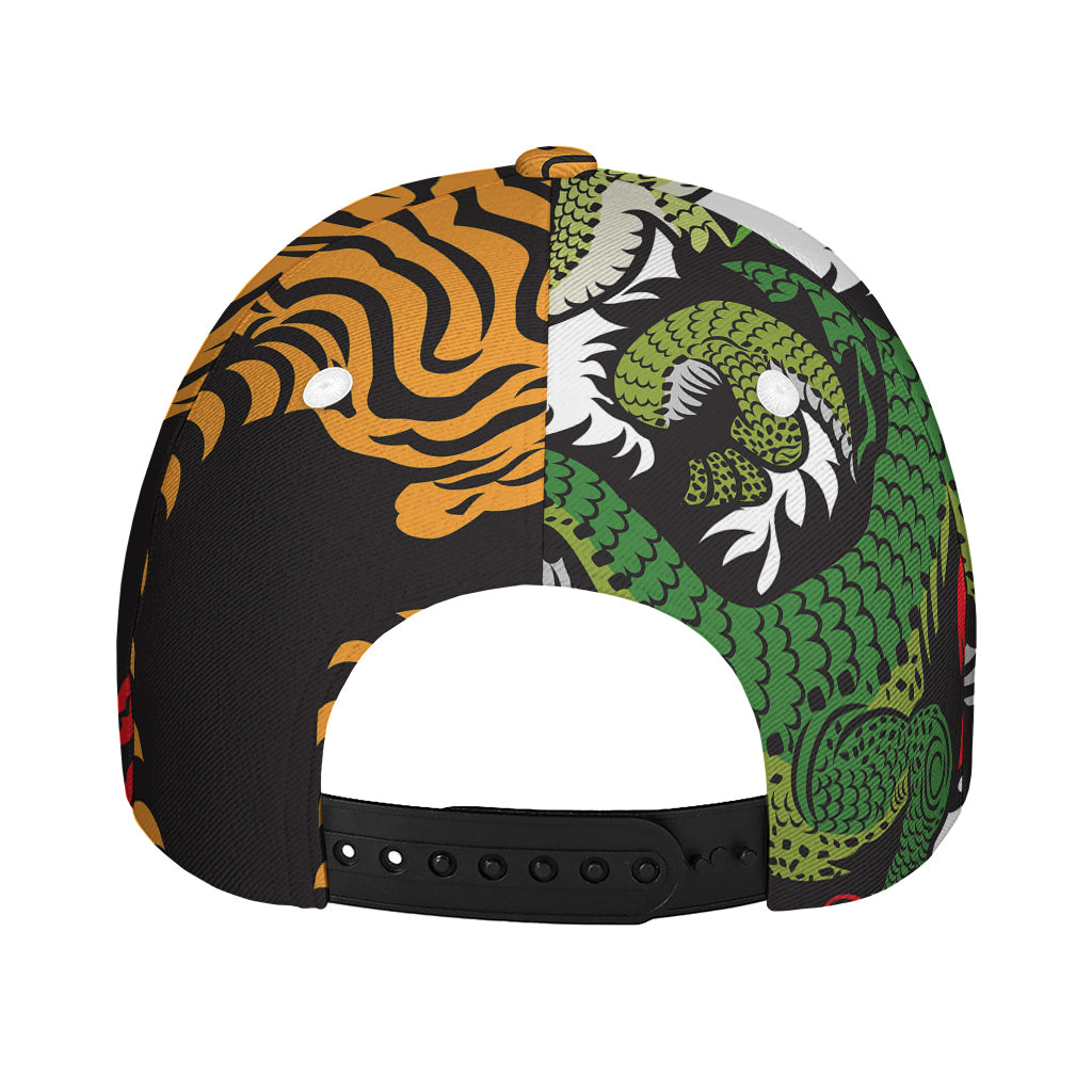 Tiger And Dragon Yin Yang Print Baseball Cap