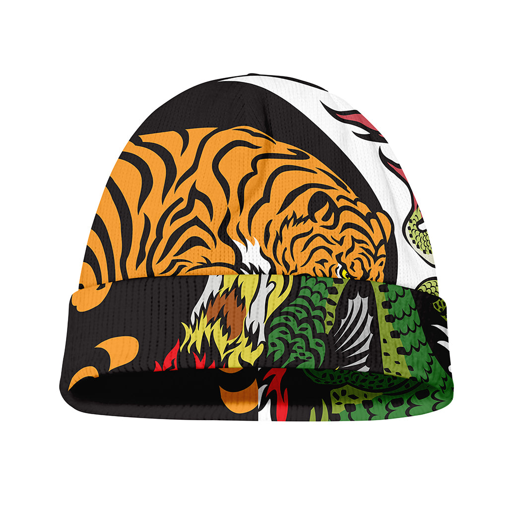 Tiger And Dragon Yin Yang Print Beanie