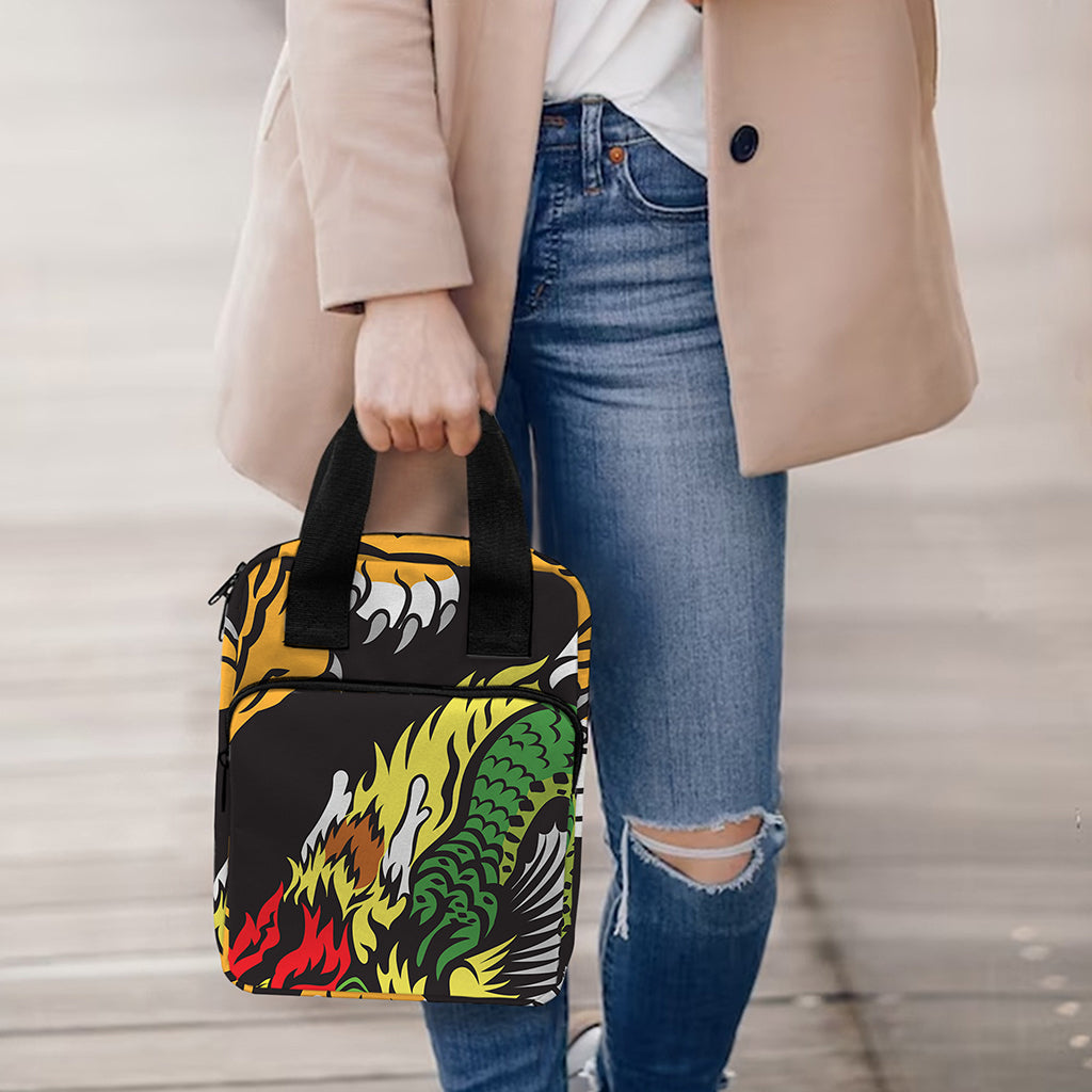 Tiger And Dragon Yin Yang Print Bible Tote Bag