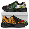 Tiger And Dragon Yin Yang Print Black Chunky Shoes