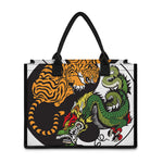 Tiger And Dragon Yin Yang Print Canvas Tote Bag