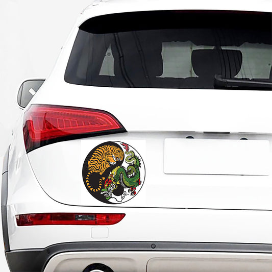 Tiger And Dragon Yin Yang Print Car Sticker
