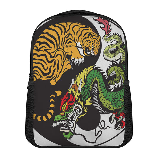 Tiger And Dragon Yin Yang Print Casual Backpack
