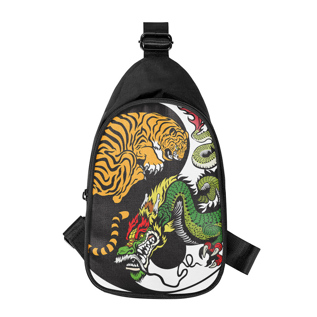 Tiger And Dragon Yin Yang Print Chest Bag