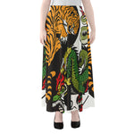 Tiger And Dragon Yin Yang Print Chiffon Maxi Skirt