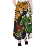 Tiger And Dragon Yin Yang Print Chiffon Maxi Skirt