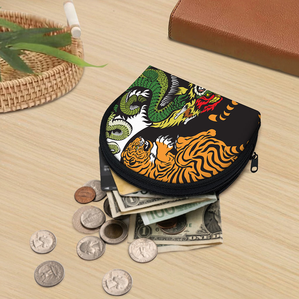 Tiger And Dragon Yin Yang Print Coin Purse