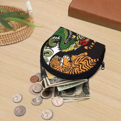 Tiger And Dragon Yin Yang Print Coin Purse