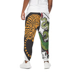 Tiger And Dragon Yin Yang Print Cotton Pants