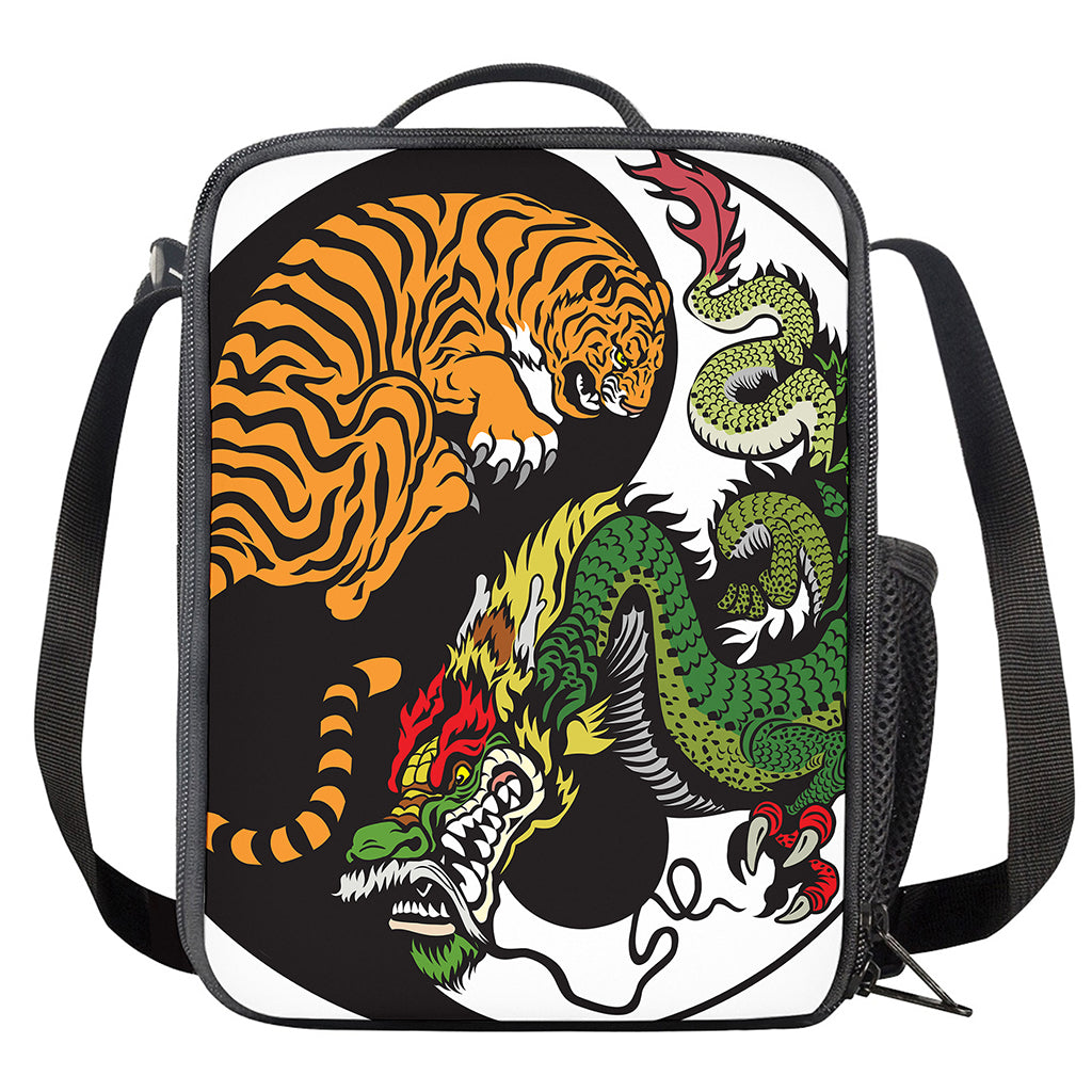 Tiger And Dragon Yin Yang Print Crossbody Lunch Bag