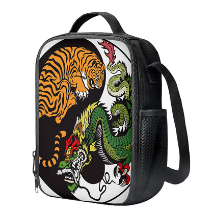 Tiger And Dragon Yin Yang Print Crossbody Lunch Bag