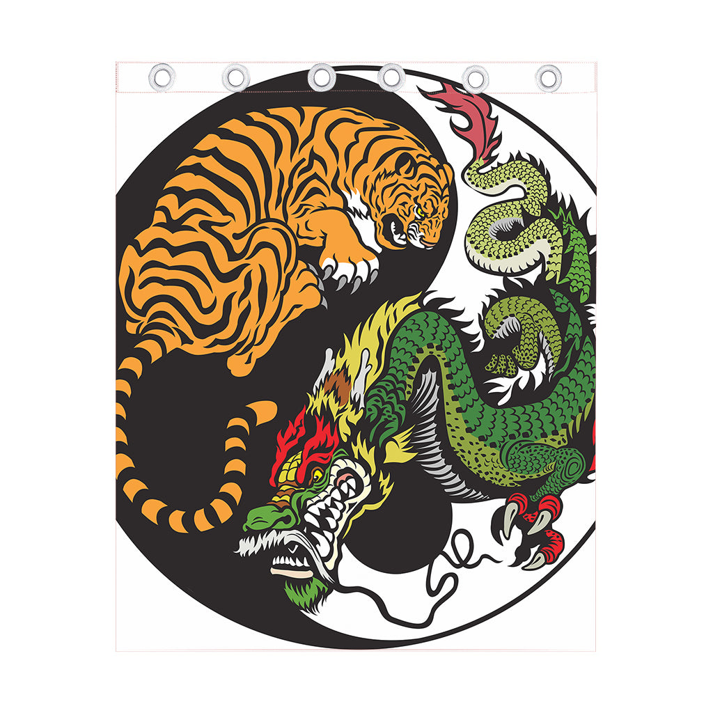 Tiger And Dragon Yin Yang Print Curtain